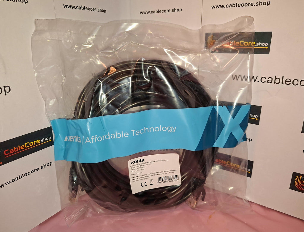 Xenta Cat6 Network Cable 10m Black – RJ45 Socket – 10 Pack Wholesale Job Lot